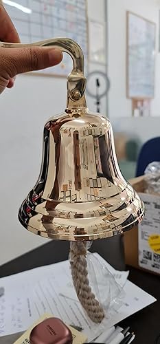 Miniatura 4 de Campana colgante de latón macizo de 4 pulgadas para montar en la pared, perfecta para cenas, interiores, exteriores, escuela, bar, recepción, último