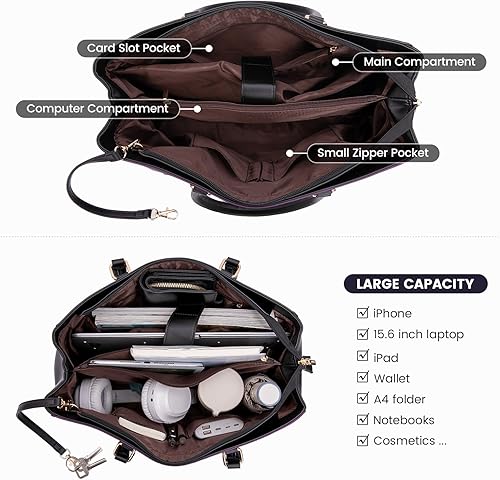 Vista 273 de LOVEVOOK Bolsa para computadora portátil para mujer, 15.6 pulgadas, bolsa de mano para computadora portátil, bolsa de trabajo para profesores, bolsa