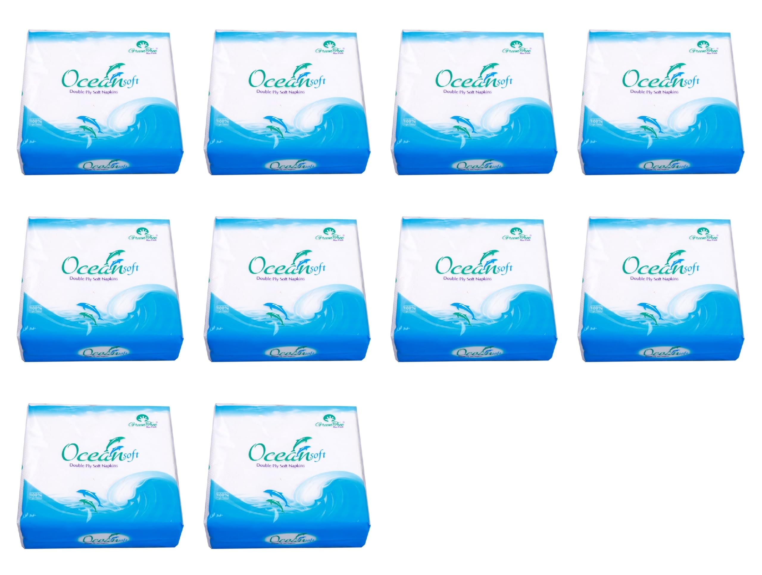 Green Tree Ocean Fresh 2 Ply Tissue Paper Napkins, Size 33x33 cm 50 Tissue/Pack (10) Soft and Highly Absorbent | 100% Natural Virgin Cellulose Fiber Tissue (B0D5MGKBFW) Amazon Price History, Amazon Price Tracker