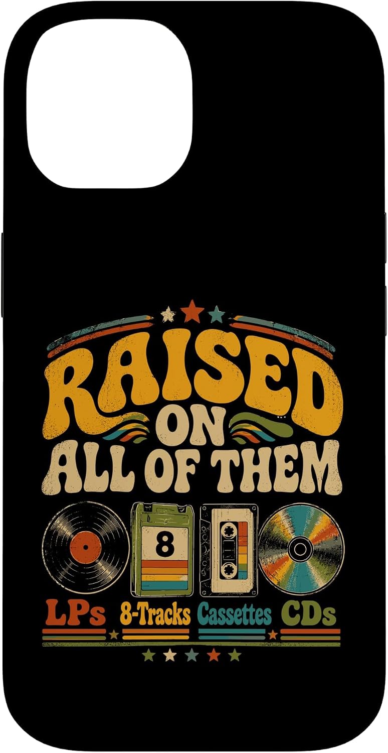 Raised On All of Them Vintage Retro Cassette CD Music Lover Case for iPhone 15 image 4