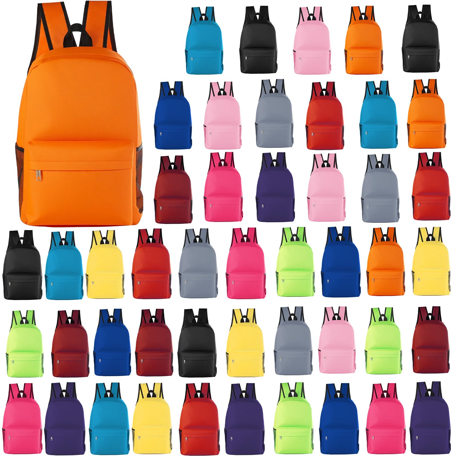 48Pack 17inch School Backpacks in Bulk for Student Outdoor Travel Book Bag Wholesale Zippered Schoolbag for Elementary Middle