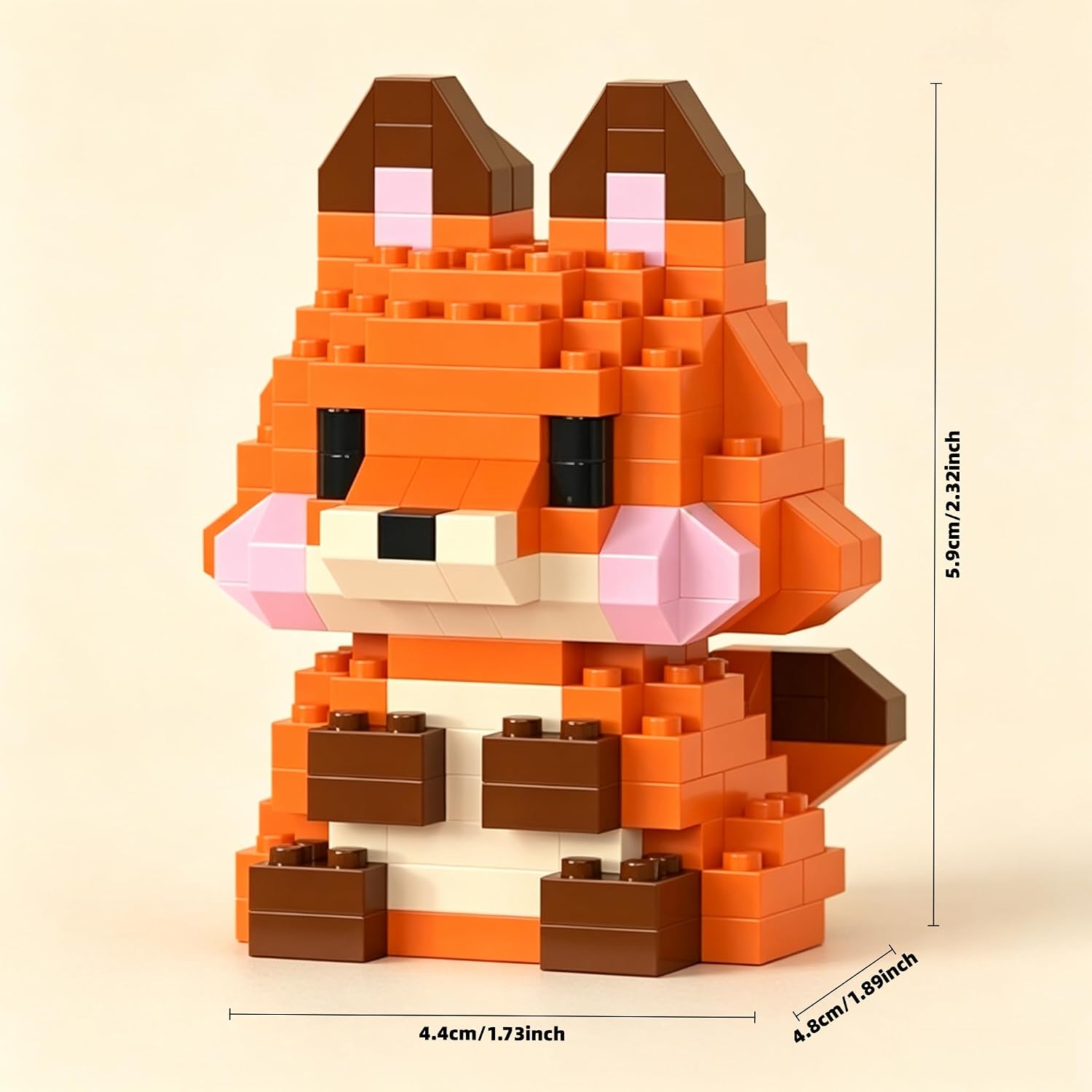 Desktop Display Sculpture Orange Pitiful Seated Fox Desk Decor Statue with Two Tone Pointed Ear Outline Stationary Indoor Display Figurine, Mini Domestic Focal Point for Office Desk Storage Cabinet image 5