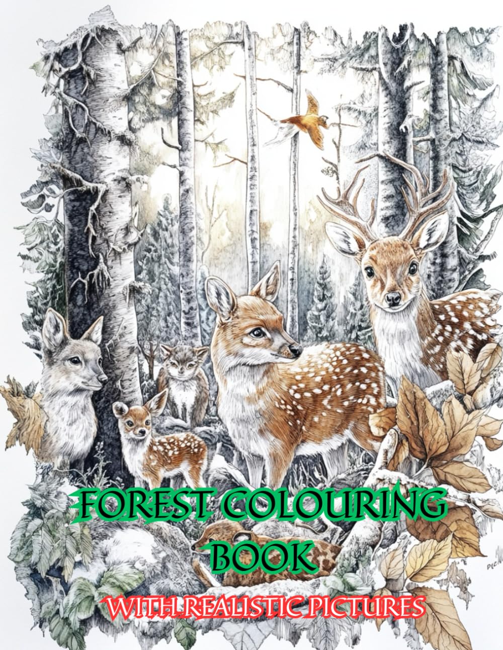 Forest Themed Adult Colouring Book Stress Relief Colouring 80 Pages