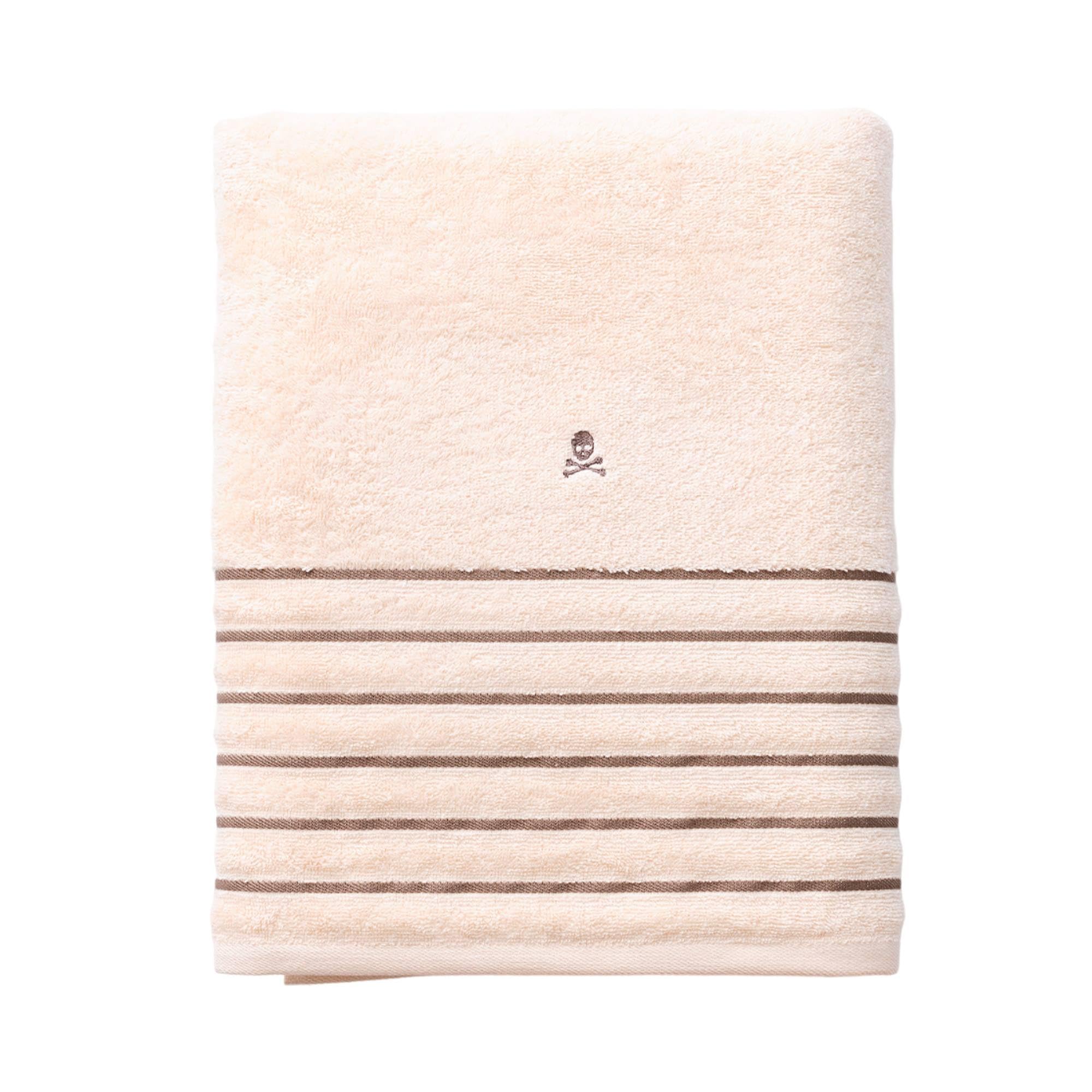 Serviette de bain Scalpers beige drap de douche 90x150 cm 100% coton rayé marron