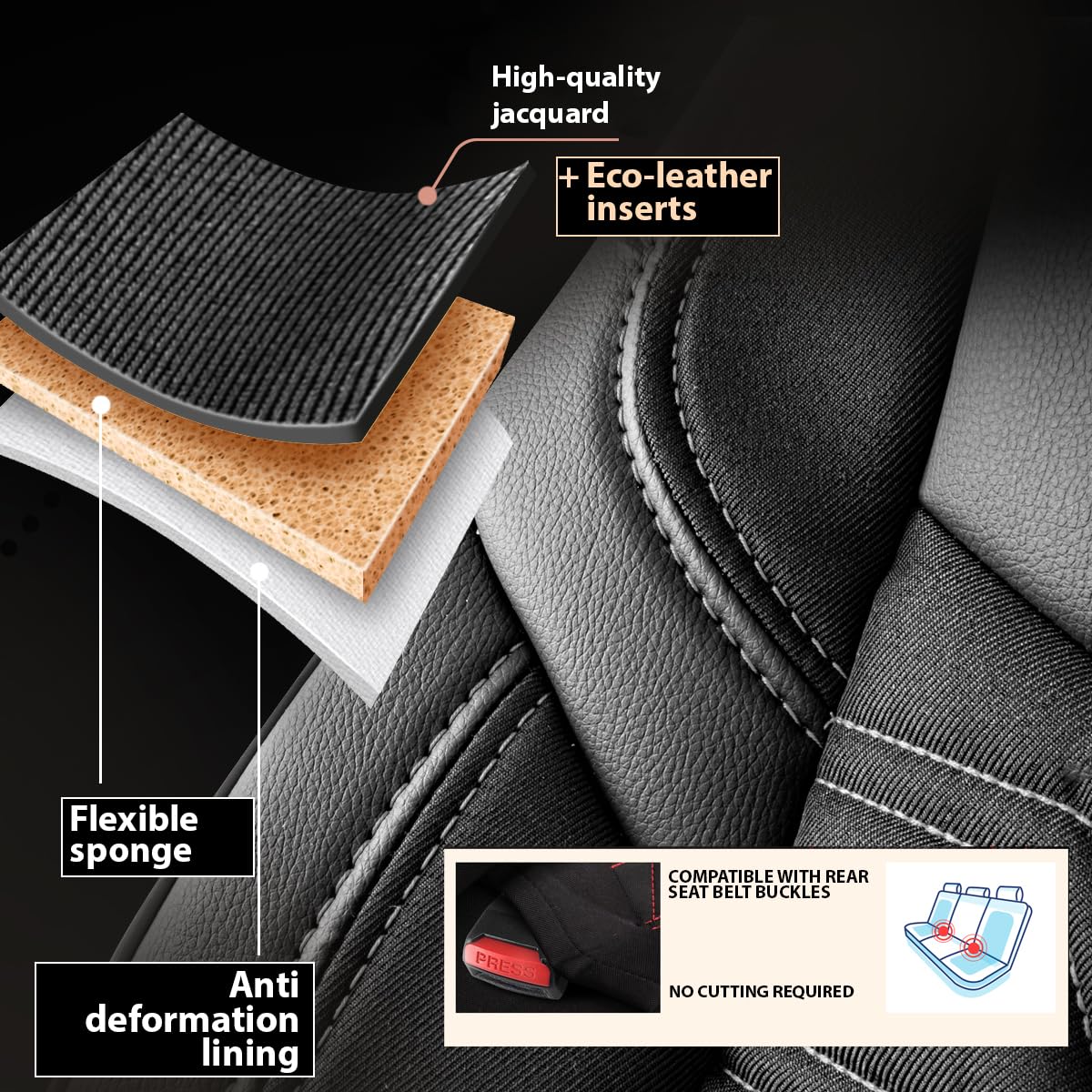 LUCARO Coprisedile Auto per Universale Berlin, Nero-Grigio | Coprisedili e protezioni, accessorio ideale per l'auto - protegge i sedili originali della tua auto
