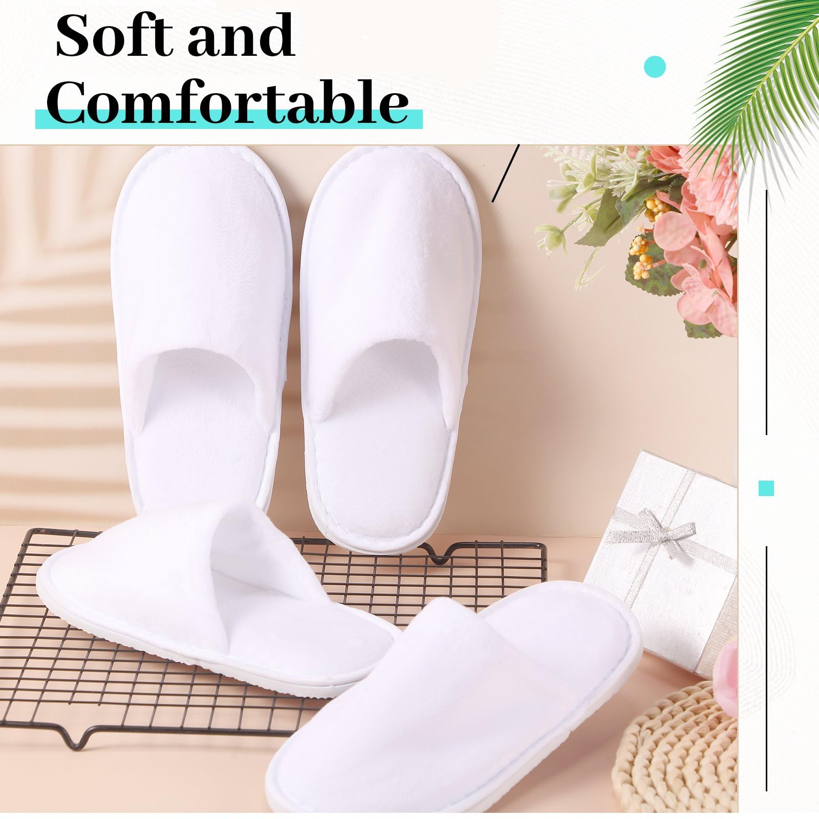 Twistover 6 pares de pantuflas desechables para niños con puntera