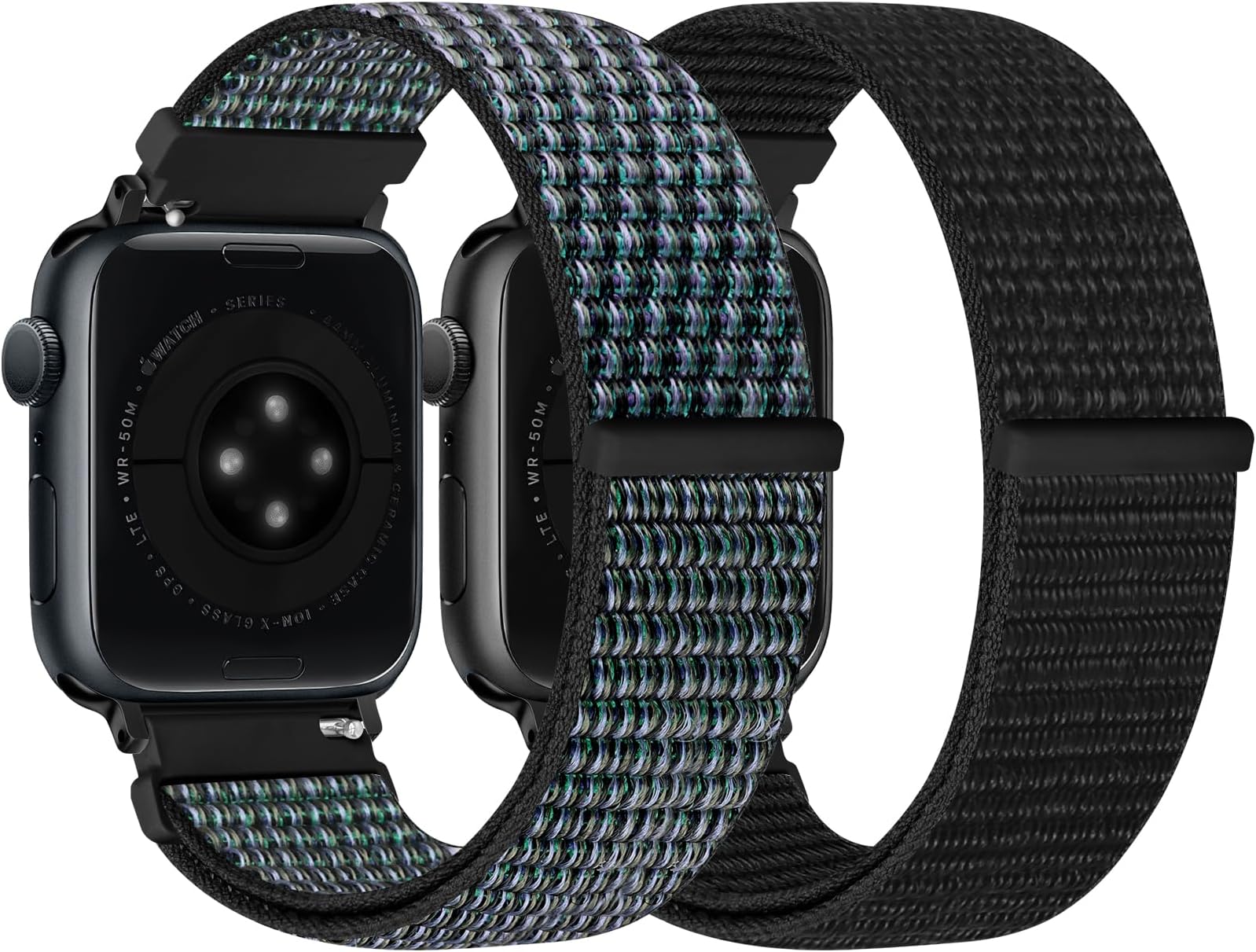 Runostrich Nylon Sport Strap Compatible with Apple Watch Strap 49mm 46mm 45mm 44mm 42mm 41mm 40mm 38mm Women Men, Adjustable Solo Loop Strap for iWatch Series 10 9 8 7 6 5 4 3 SE2 SE Ultra 2 1, 2 Pack