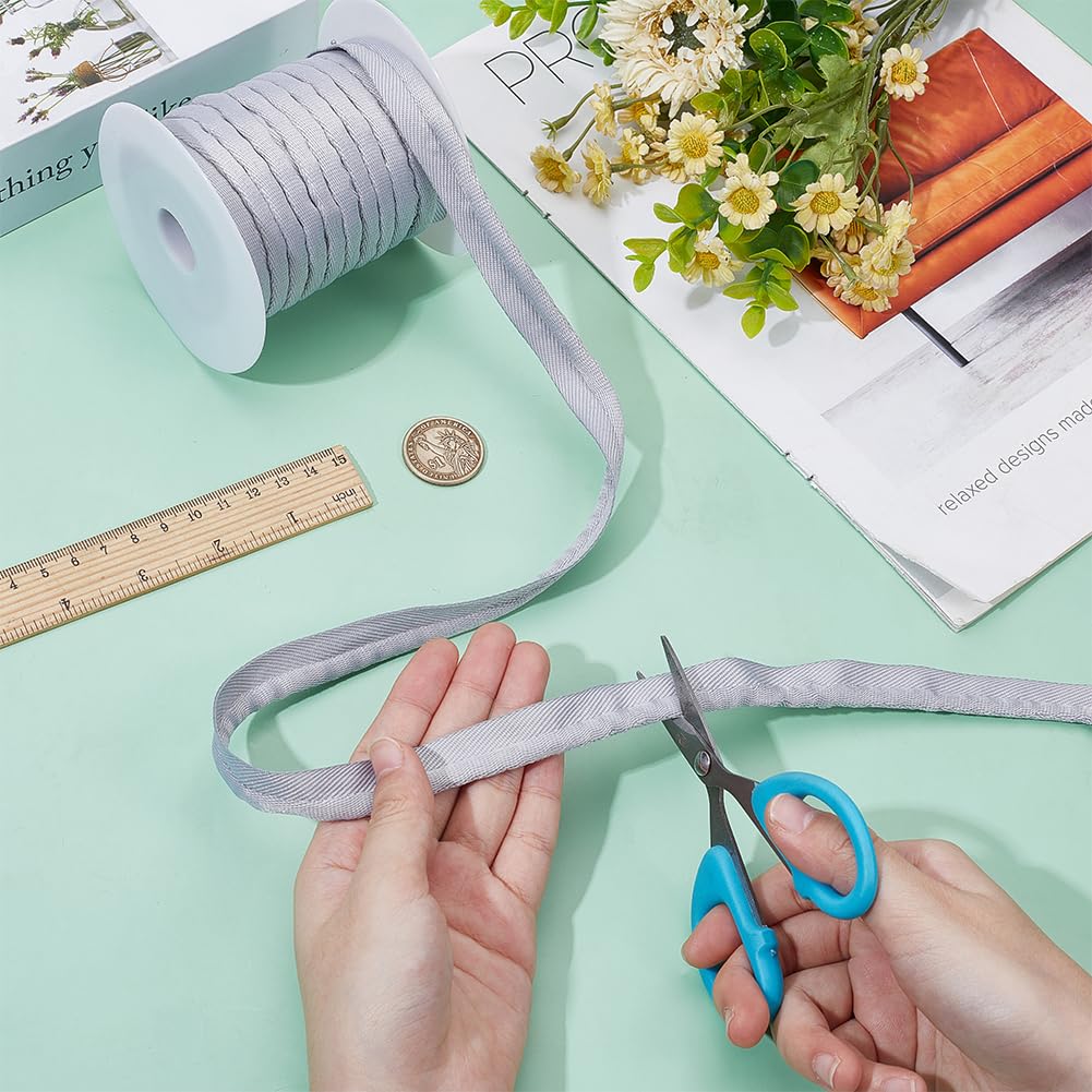 BENECREAT 10 Yard/9.14m Light Grey Piping Cord Trim, 15mm Polyester Bias Tape Piping, Upholstery Piping Trim for Sewing Lip Cord Trim - Image 3