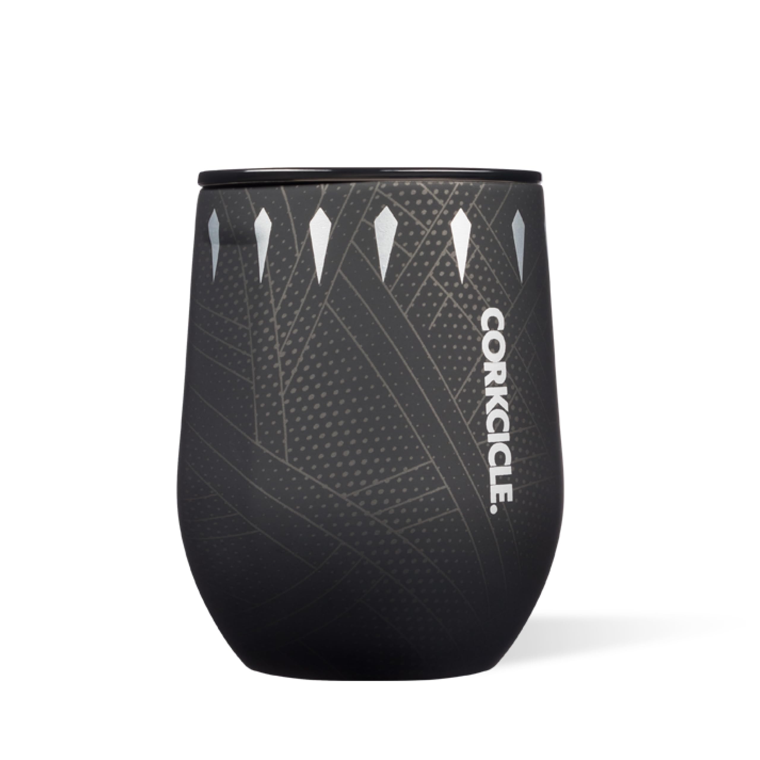 Corkcicle Stemless Insulated Wine Glass Tumbler - Keeps Beverages Cold 6 Hours & Hot 3 Hours - Stainless Steel - Easy-Grip - Summer Drinkware Gift - Keeps Drinks Ice Cold - 12 oz - Black Panther