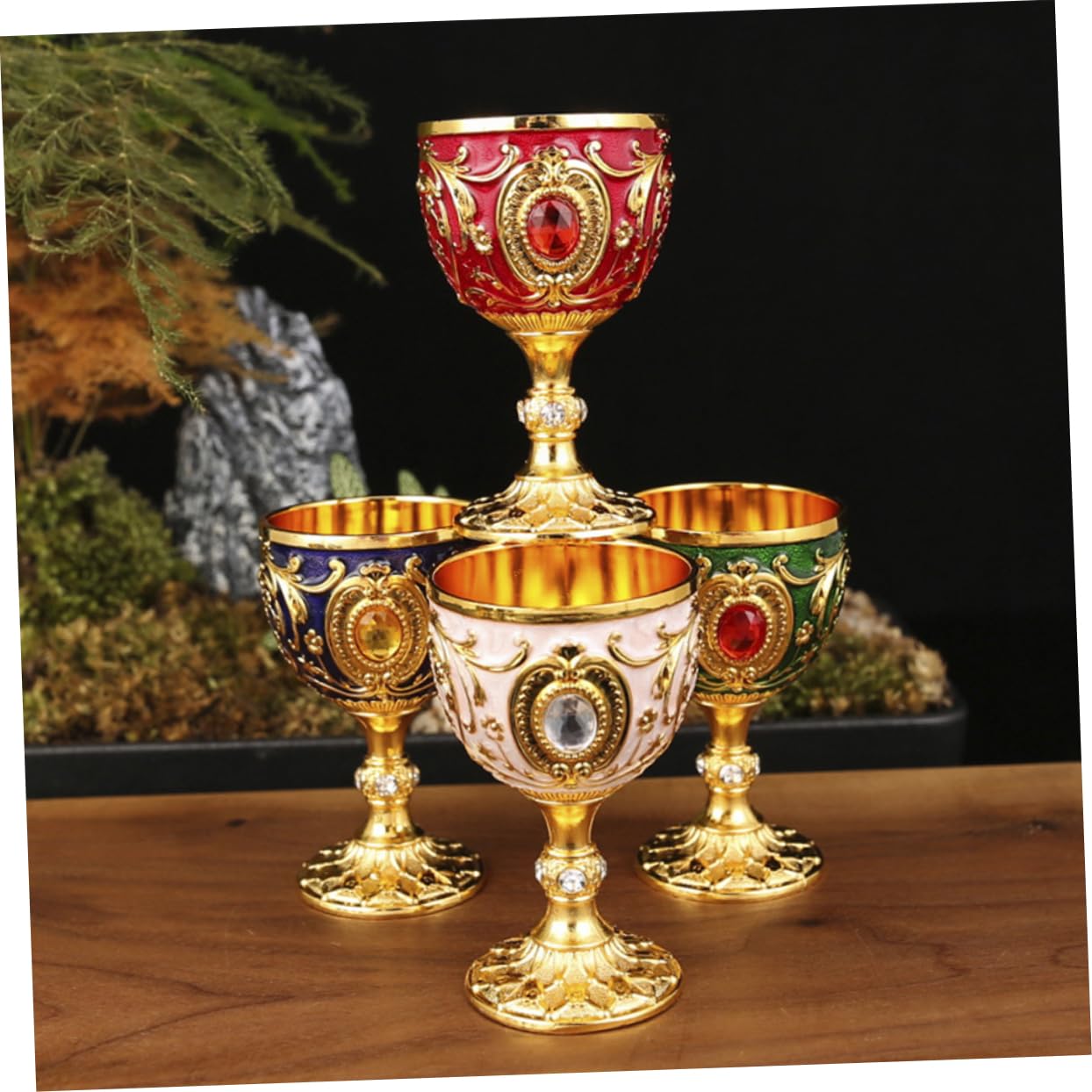 MAGICLULU Copas Medievales 6 Piezas Vaso De Bebida para El Hogar Copa del Templo Copas De Comunion Taza Copa Copa Copas De Vino Copa De Vino Casera Europeo Taza Retro Rojo Aleación De Aluminio