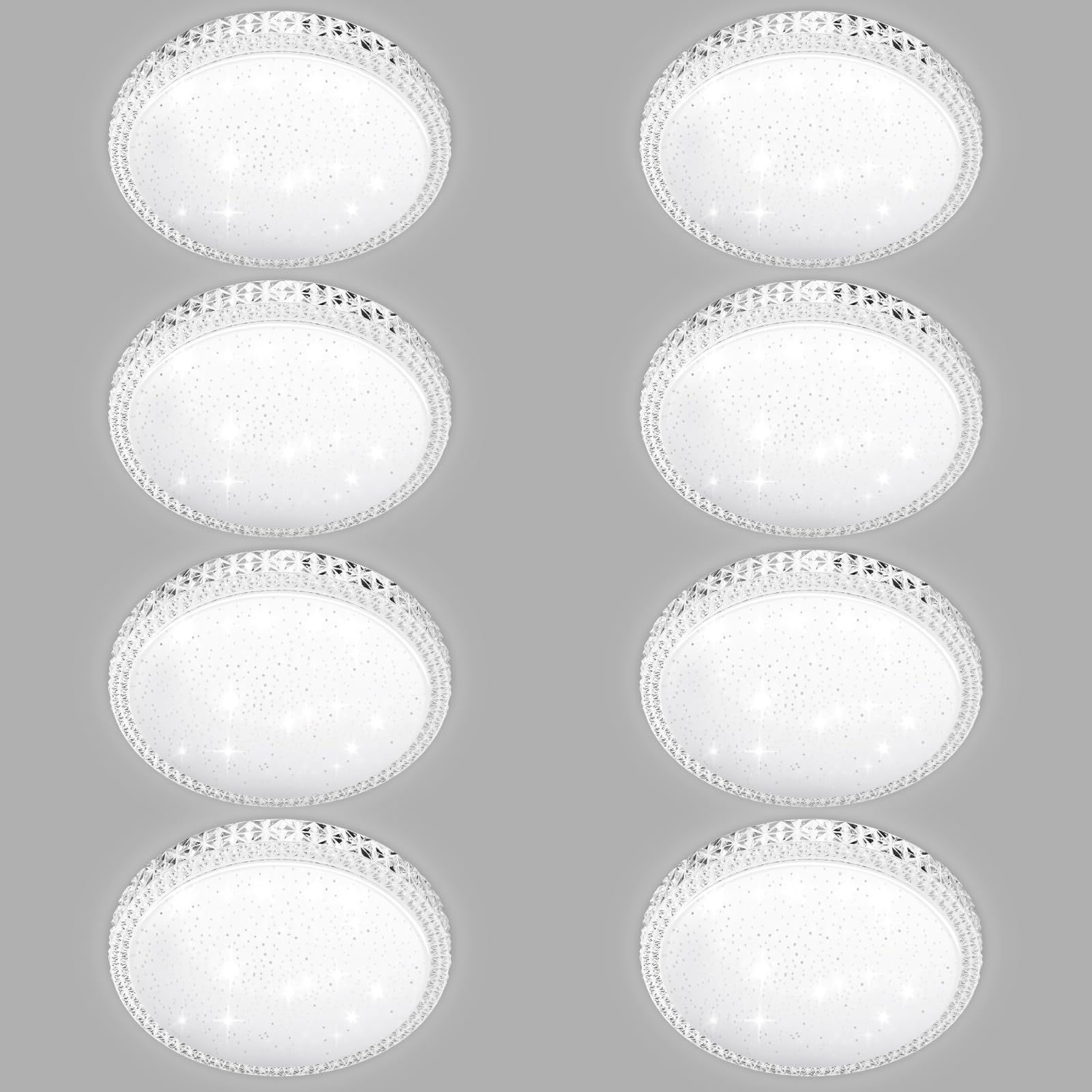 8-Pack 36W LED Ceiling Lights, 6500K Round Bathroom Lights, 1700LM Flush Ceiling Light, 180 degree lighting, size 39*6.2cm, Acrylic starlight lampshade, ceiling light for Home, living room, bedroom
