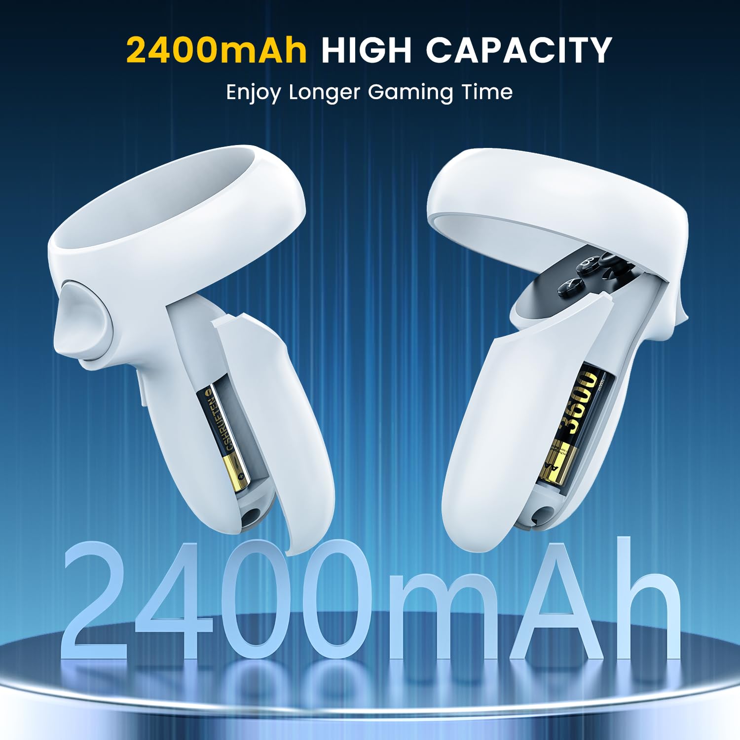 for Meta Quest 2/3/3S Controller Accessories Rechargeable Battery Pack with Charger, 4 Pack 1.5V 2400mAh Long-Lasting Battery with Charging Storage Box for Oculus Quest 2/3/3S Controller Accessories