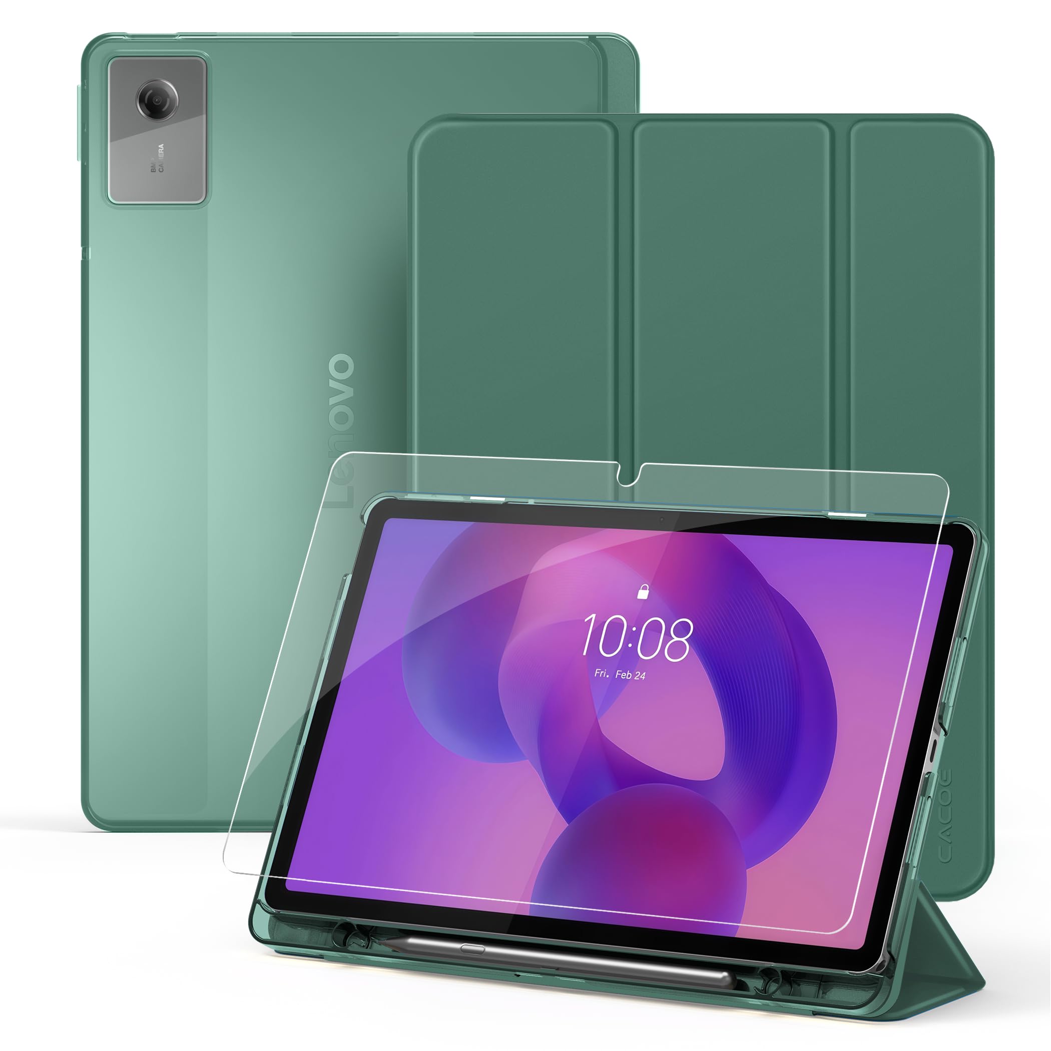 CACOE Funda para Lenovo Idea Tab de 11 pulgadas 2025 con película protectora - Ultra delgada con función de soporte, funda de piel sintética delgada, negra — view 11