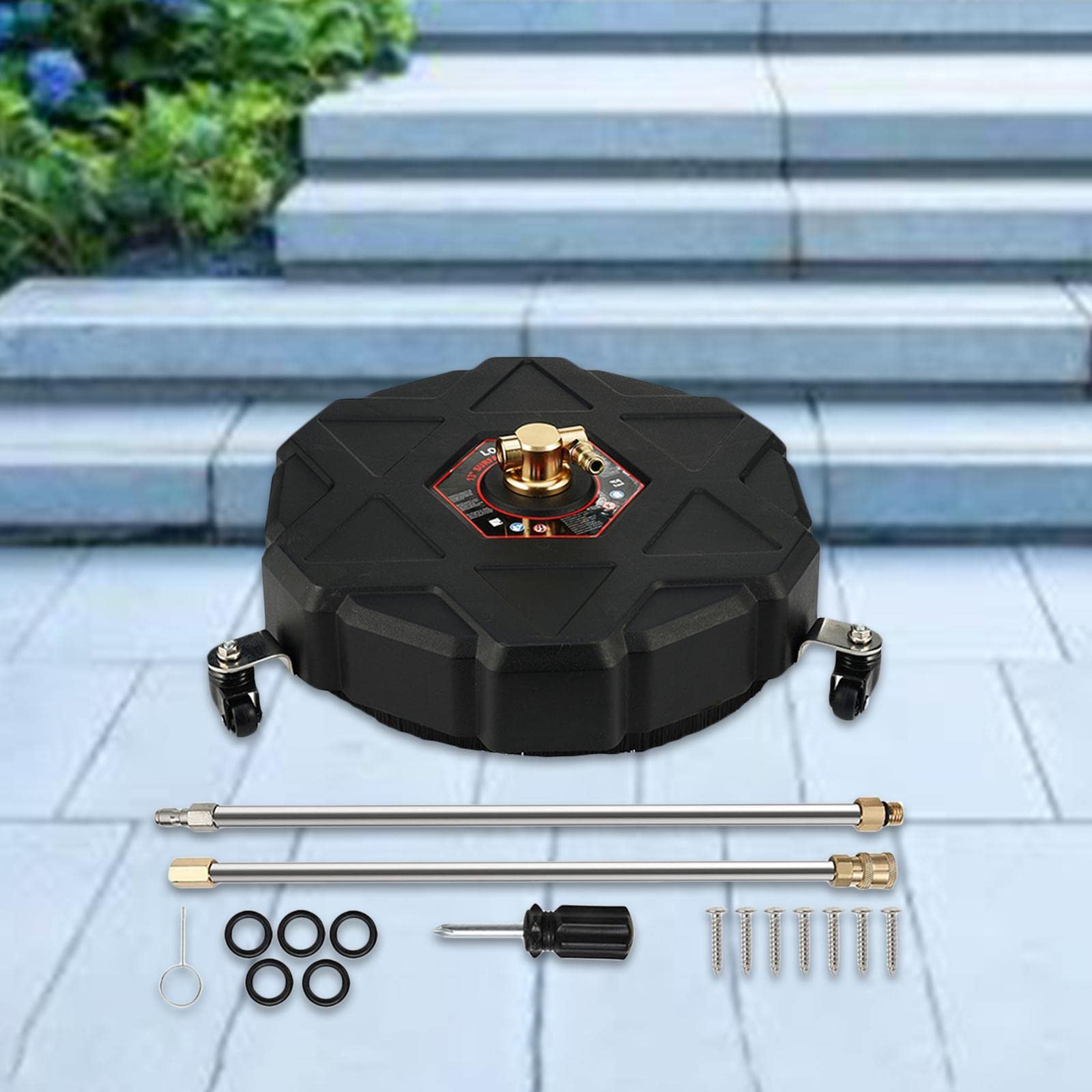 Perfeclan Limpiador de Superficies para Hidrolavadora con Conexión Rápida de 1/4 Cepillo Fregadora de Pisos Accesorio Giratorio de Acero Inoxidable