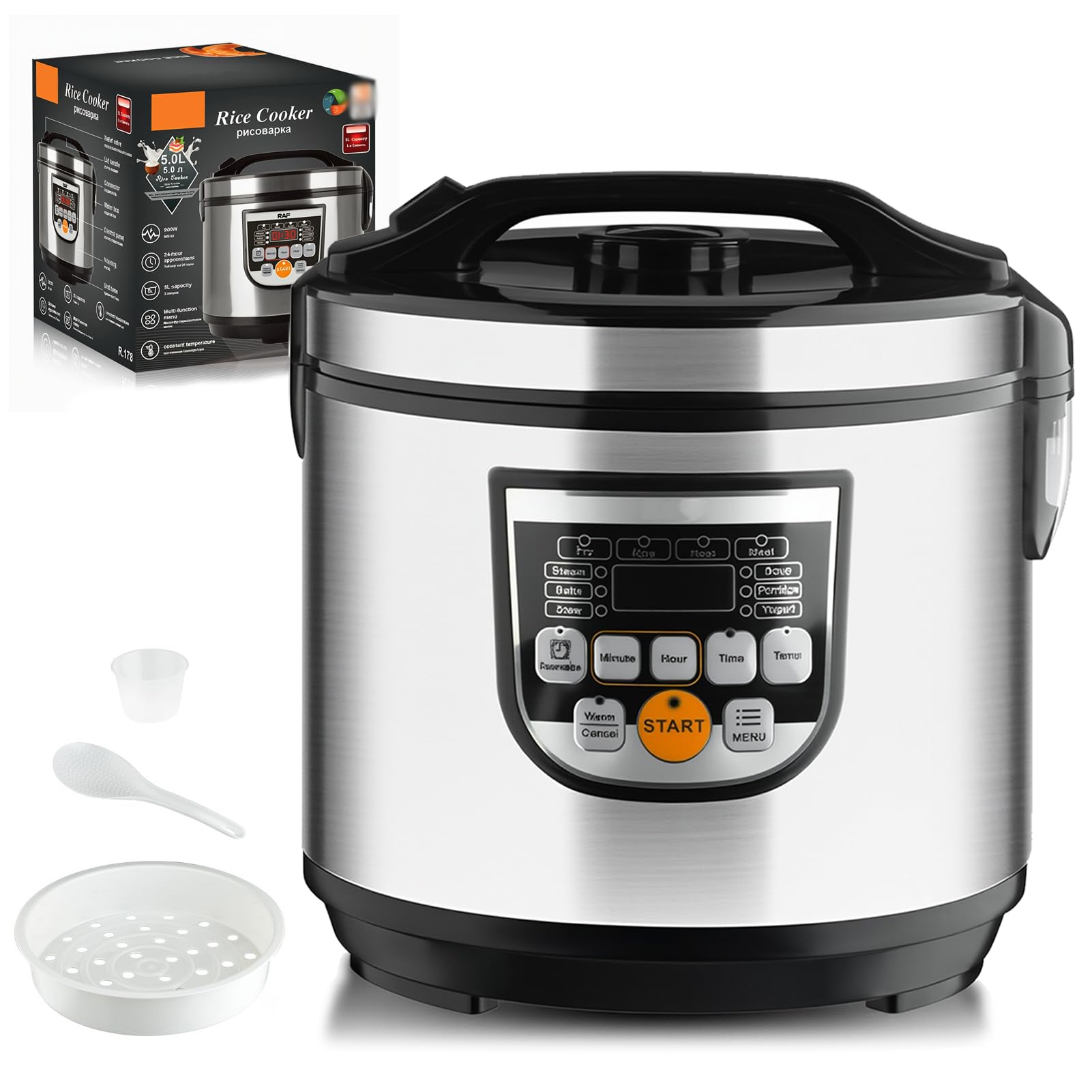 Garnek Elektryczny 10-W-1 5L Inteligentny Wielofunkcyjny Ryżowar | Multicooker 900W Z Cyfrowym Wyświetlaczem & Funkcją Utrzymywania Ciepła Wolne Gotowanie Gotowanie Ryżu Gotowanie Na Parze