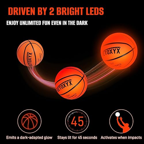 Miniatura 3 de Balón de baloncesto que brilla en la oscuridad, baloncesto iluminado para niños adolescentes, tamaño oficial 7 con 6 baterías de repuesto, regalo