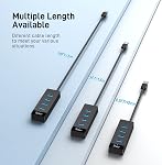 4 Port USB 3.0 Hub 10FT Long Cable with 5 Gbps & 5V USB-C Power Supply for Laptop Desktop PC – USB Hub Splitter Extender Expander Compatible with Mac, Windows