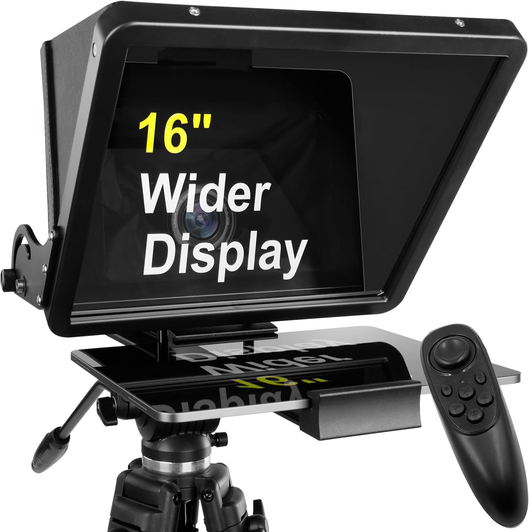 16-inch Large Teleprompters, for All Models Including 12.9-inch iPad, 1mm 70/30 Beam Splitter Glass, Aluminum Body and a Suitcase, Any angle adjustment, Used to Make Short Videos, Speeches