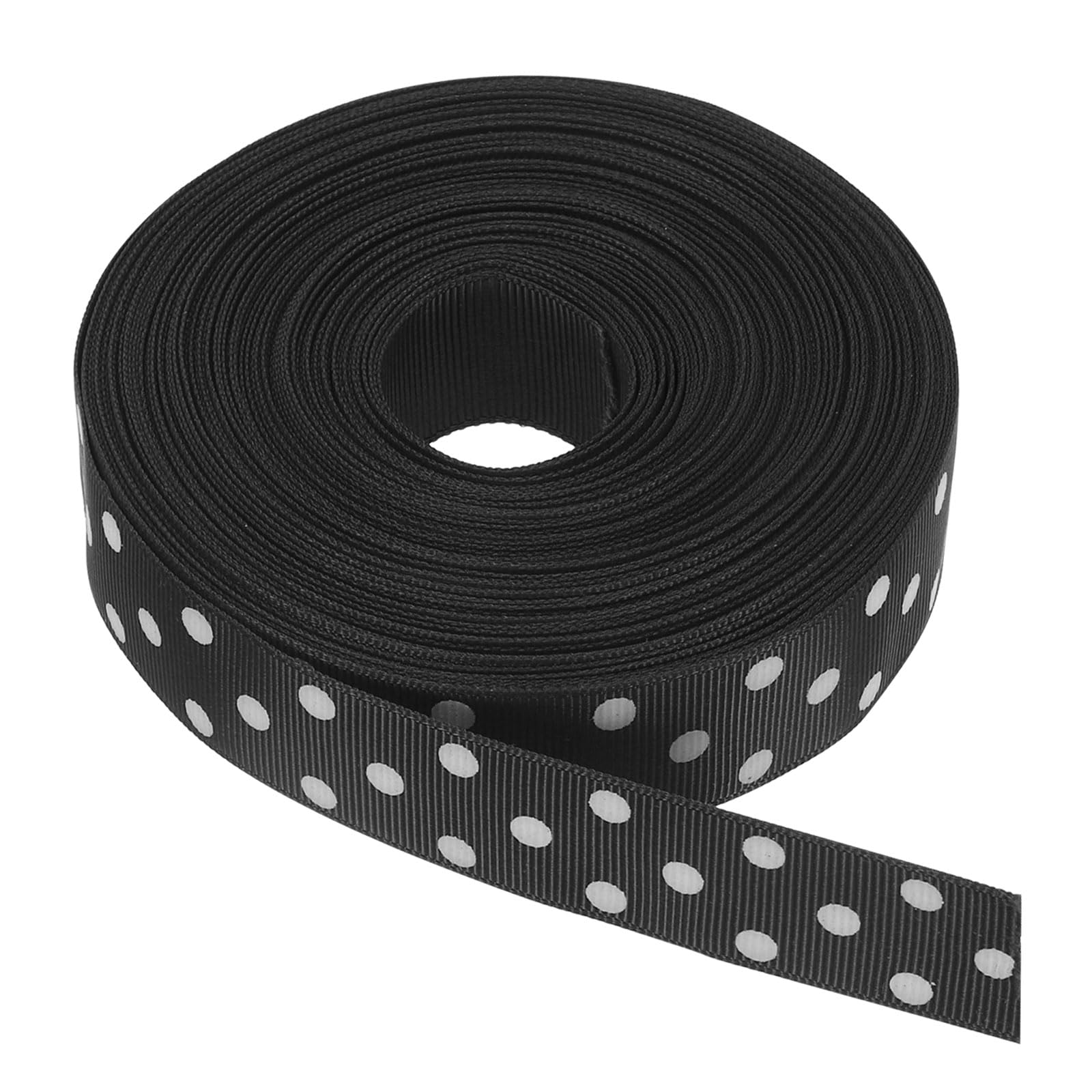 sourcing map Grosgrain Ribbons 25 Yards 1 Inch Black with White Dots Ribbon Bow Decoration for Crafts Gift Wrapping Wedding DIY Handmade — image 1