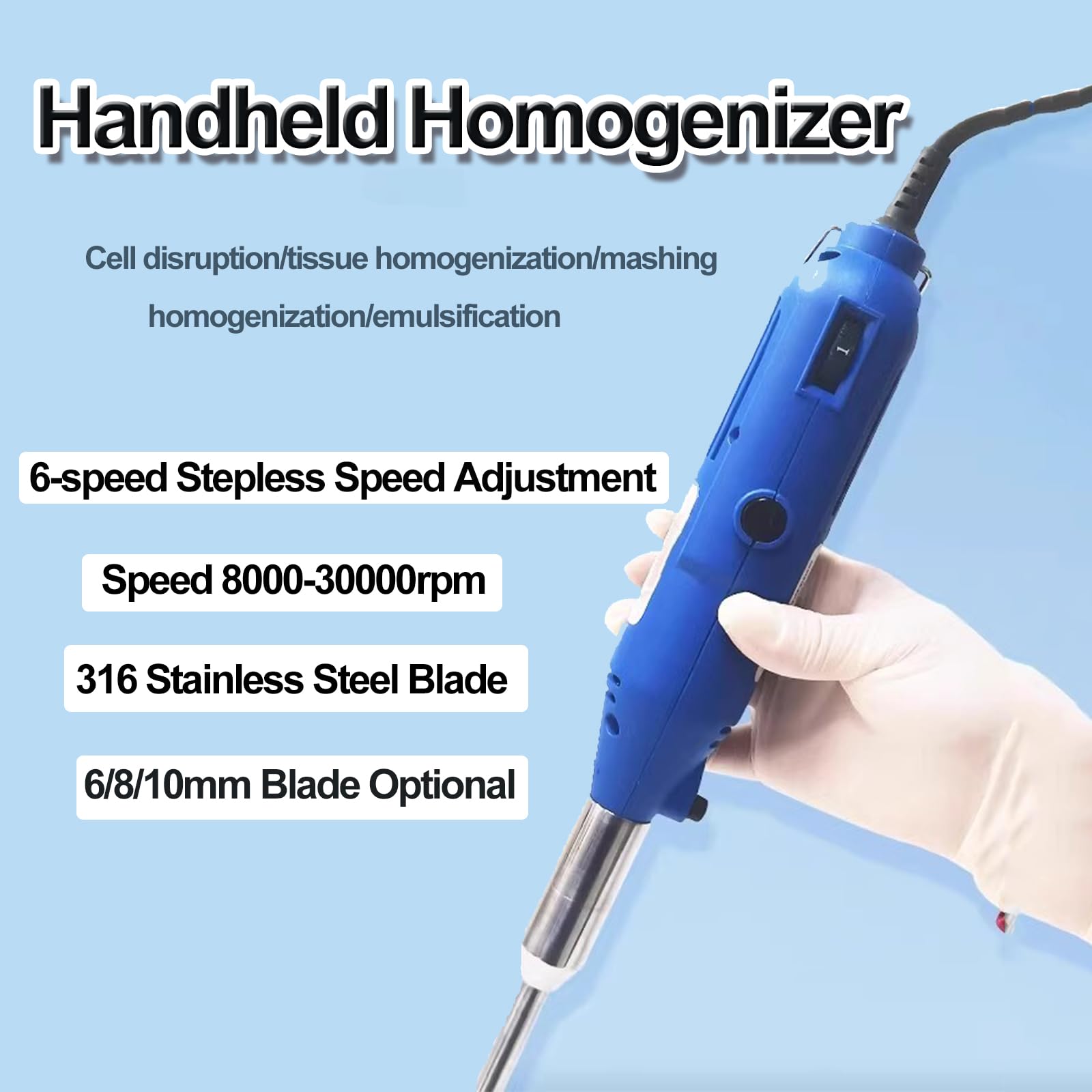 COYEUX Handgeführter Hochgeschwindigkeits-homogenisator, Labor-emulgator Und Dispergiergerät, 8000–30000 U/min, 6-stufig Einstellbarer Schermischer Mit Optionalen 10mm