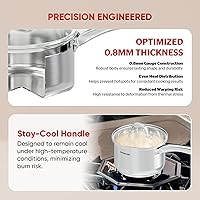 Vista 5 de SUNHOUSE Sartén de acero inoxidable de 3 cuartos con tapa, sin PFOA, sartén de acero inoxidable, base de inducción de unión de impacto avanzada
