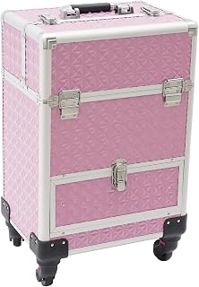 Kathring Pink Rolling Makeup, Professional Makeup Train Case with three-gear telescopic pull rod & copper core locks, Cosm... Price In India