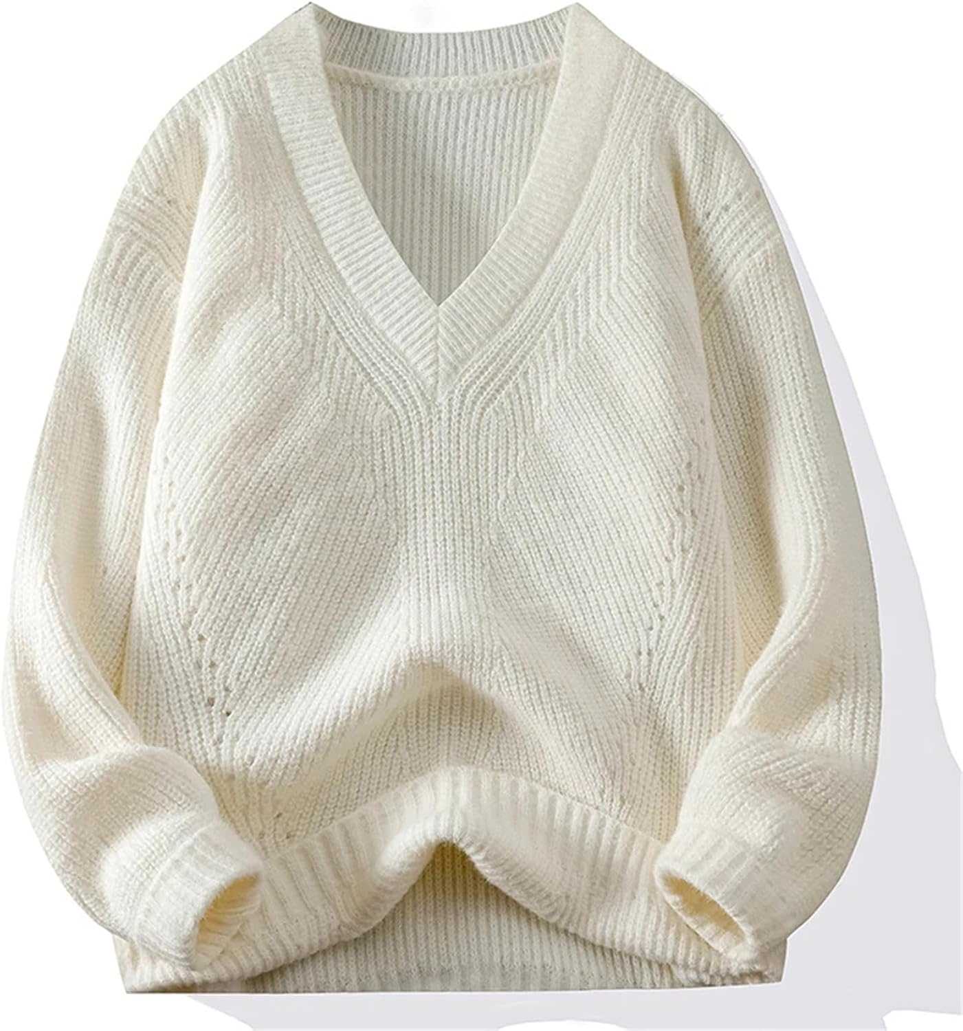 [ZouoYYii] Vネックセーター - 厚手で暖かいファッション 背が高くて細い男性に冬服