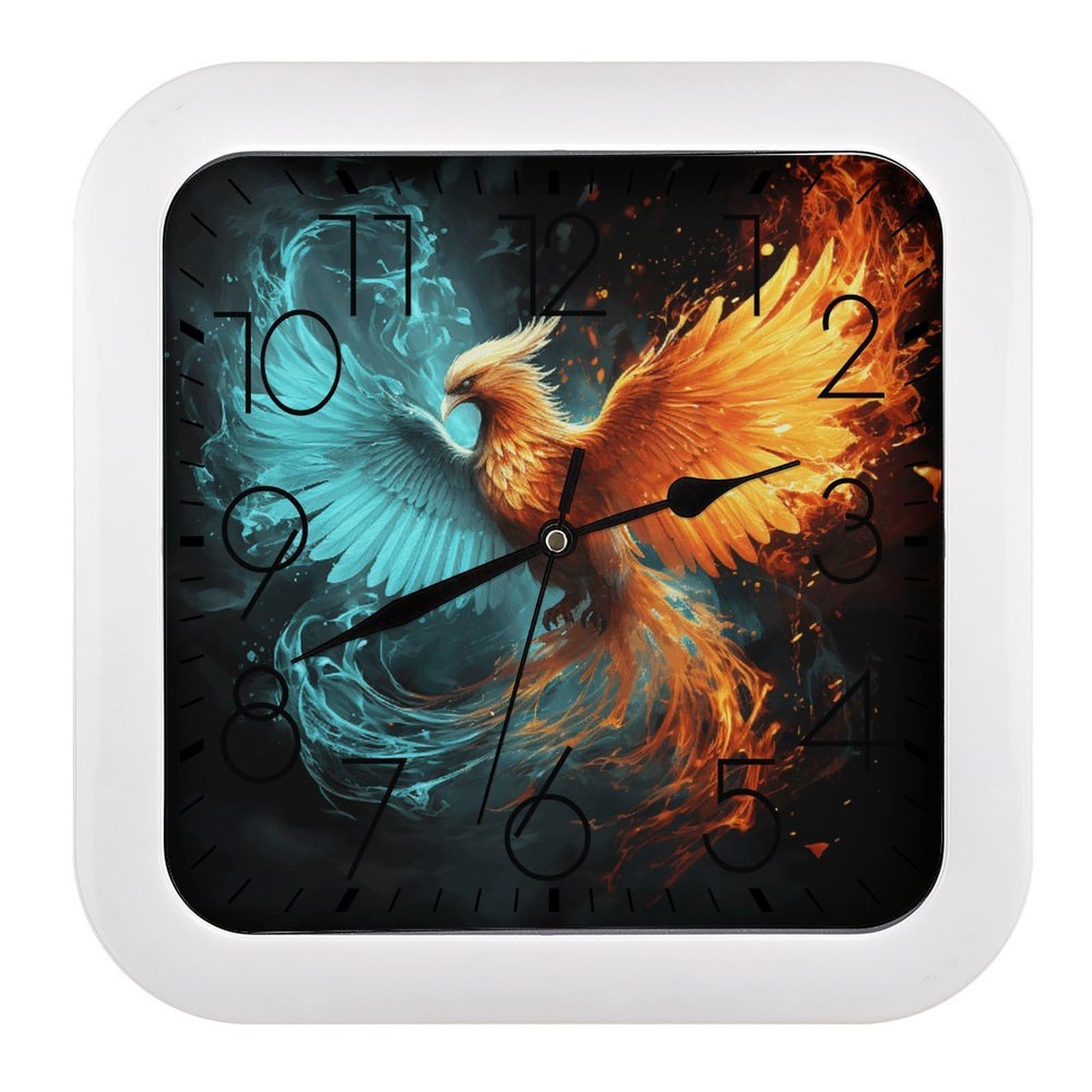 Horloge murale Phoenix sans tic-tac avec cadran numérique personnalisé