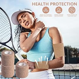 KISEER 30 Pack 2 Inch x 5 Yards Skin Self Adhesive Bandage Breathable Cohesive Bandage Wrap Rolls Elastic Self-Adherent Tape for Stretch Athletic, Sports, Wrist, Ankle