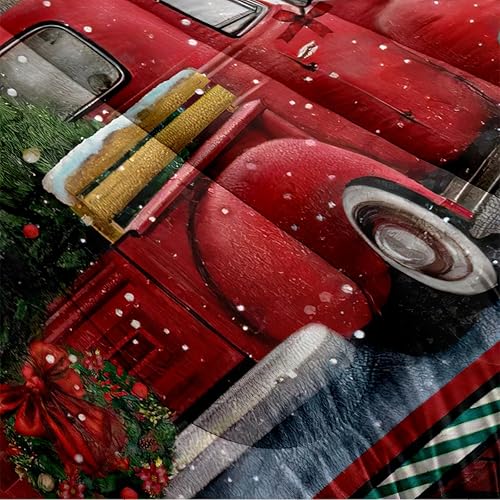 Miniatura 6 de Juego de edredón de Navidad a cuadros rojos, diseño de árbol de pino, nieve, muñeco de nieve rojo, juego de edredón de regalo de muñeco de nieve