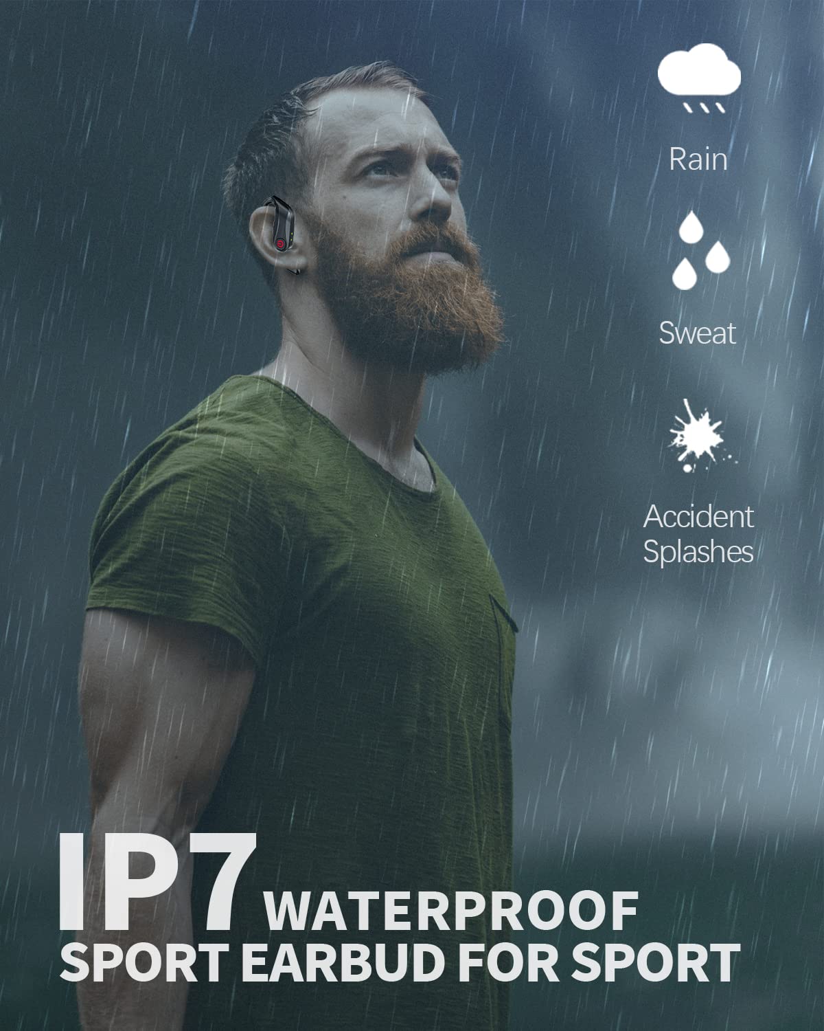 Boytond Auricolari Bluetooth Sports Cuffie Bluetooth Wireless Stereo HiFi Senza Fili Cuffitte con 4 HD Mics, ENC Cancellazione Del Rumore Auricolari, IP7 Impermeabili, Nero (2025)