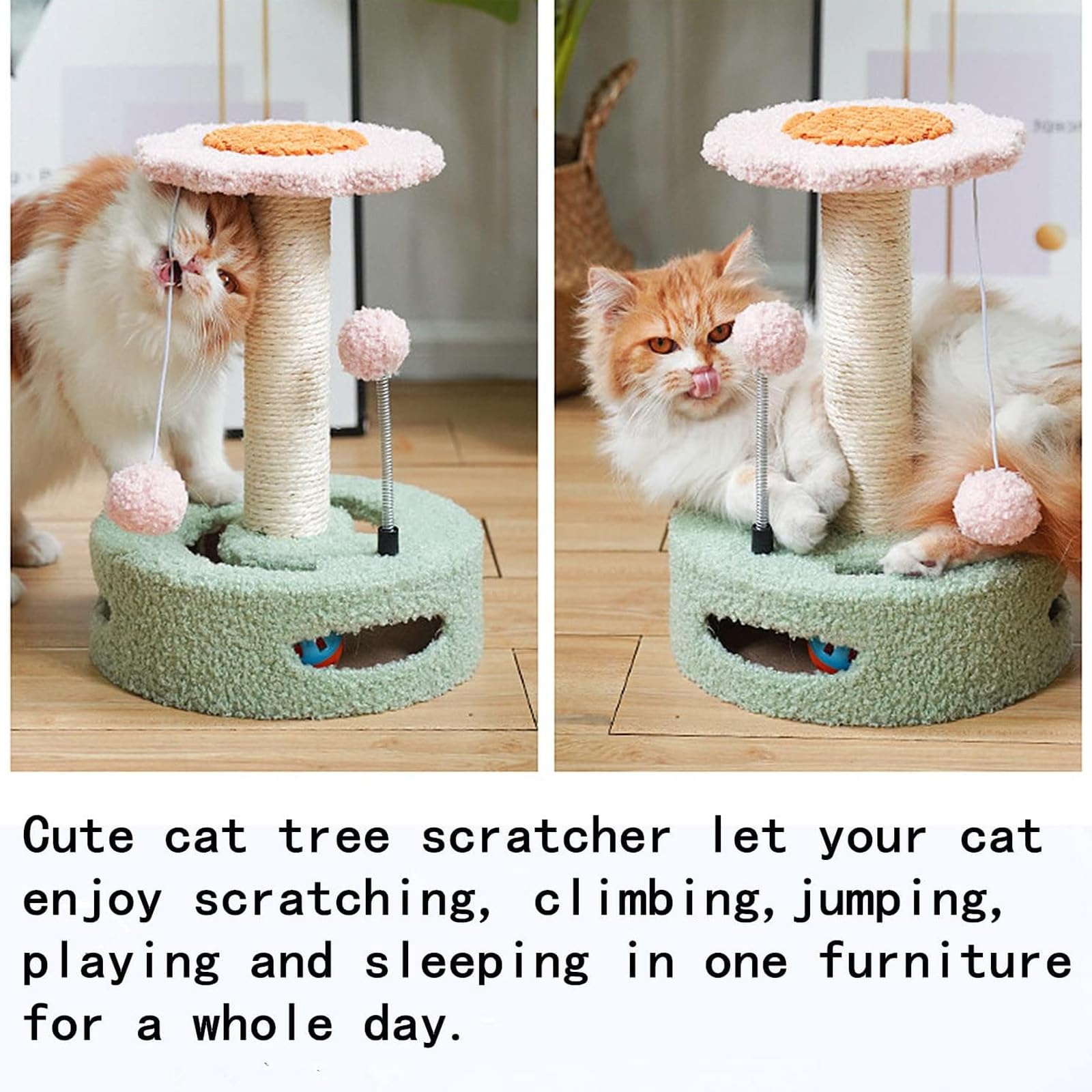 Árbol para Gatos, Torre para Gatos con Postes Rascadores Cubiertos De Sisal, Condominio para Gatos con Divertidos Juguetes para Gatos Y Manta Suave, Adecuado para Espacios Pequeños,E
