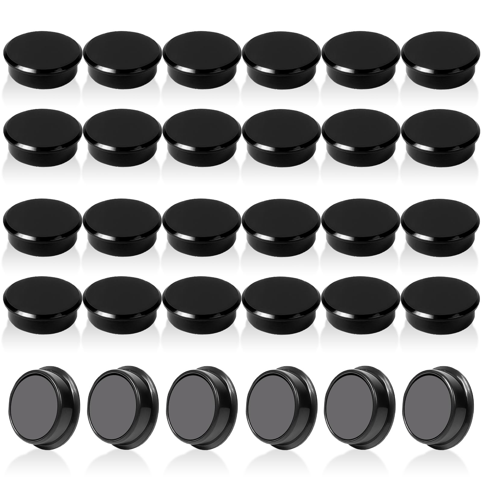 QOJOPU Fridge Magnets, 30PCS Strong Magnet - Black Round Decorative Mini Magnets Heavy Duty for Crafts, Notice Board - Small Cute Whiteboard Magnets or Adults, Office, School,Classroom - Magnetic Dots — image 1