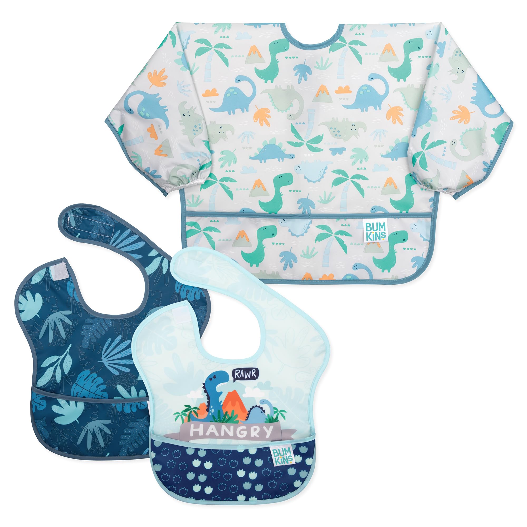 Bumkins SuperBibs Lätzchen mit Ärmeln, für Jungen und Mädchen, Babys und Kleinkinder von 6–24 Monaten, leicht, langlebig, wasserdicht, mit Fangtasche, abwischbar und maschinenwaschbar, immer hängender