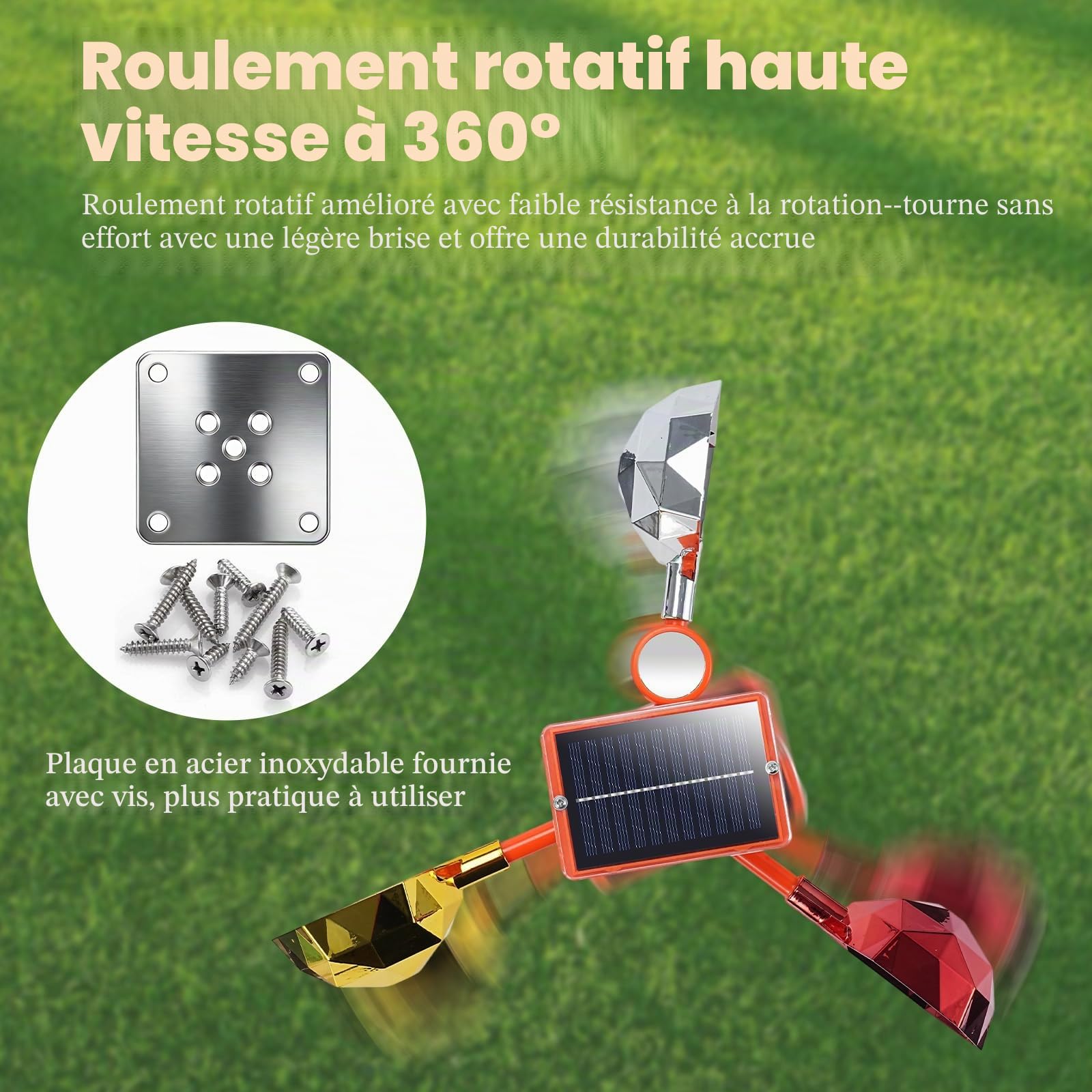 Effaroucheur Oiseaux, Répulsif Contre Les Pigeons avec Bruit de Dissuasion, Réflexion à 360°, Repulsif Pigeon Réflecteurs Rotatifs Les Pigeons, pour Jardin, Balcon, Verger, Cour