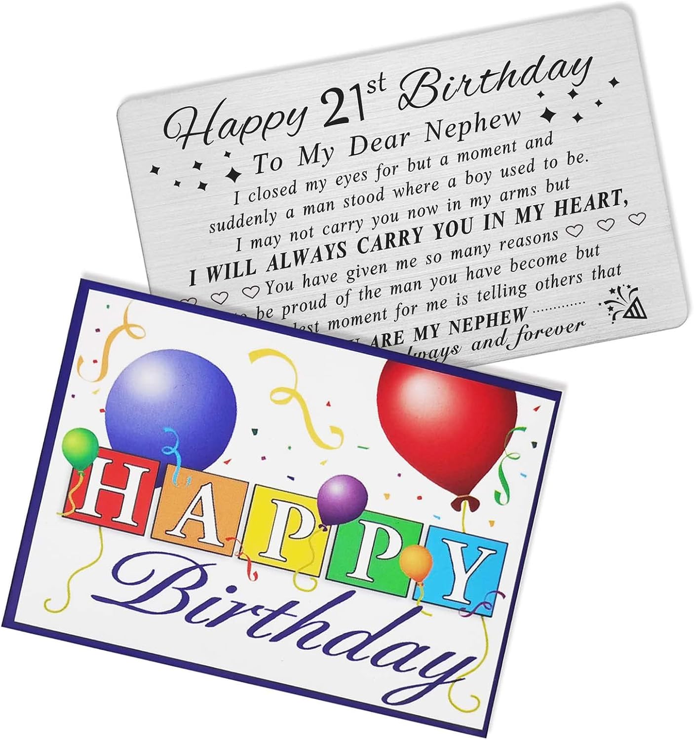DEGASKEN Nephew 21st Birthday Card - 21st Birthday Card for Nephew - Happy 21 Year Old Birthday Gifts for Nephews, Special Engraved Wallet Card - Image 5