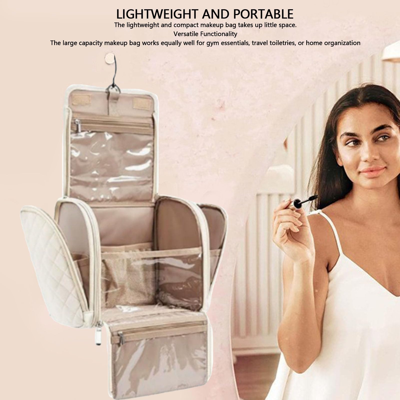 Cocoarm Borsa Cosmetico Grande Capacità con Gancio Appendibile,