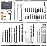 Vista 2 de Taladro de martillo, kit de martillo con cable de 4.5 A, 1/2 con cable, taladro de impacto de velocidad variable de 0-3000 rpm, juego de 105 brocas