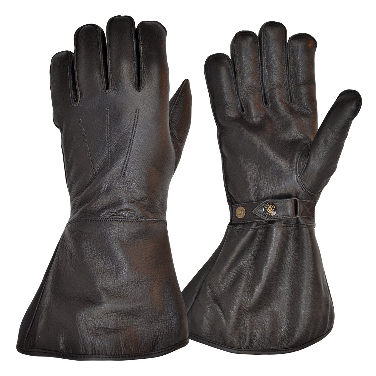 Goldtop Fleece Forrado de Cuero Negro Guantes de la Motocicleta del Jinete de Despacho guanteletes y Aviador de Pilotos (S - 8 "a 8,5")