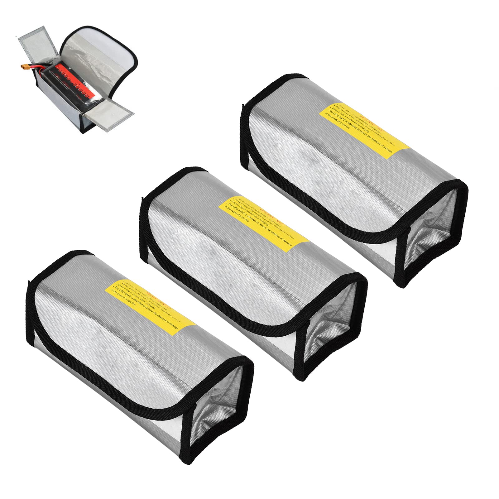 Ejoyous Lipo Safe Bag, 3 Stück Akku Tasche Feuerfeste Batterie Tasche, Explosionsgeschützte Temperaturbeständig Lipo Sicherheitstasche
