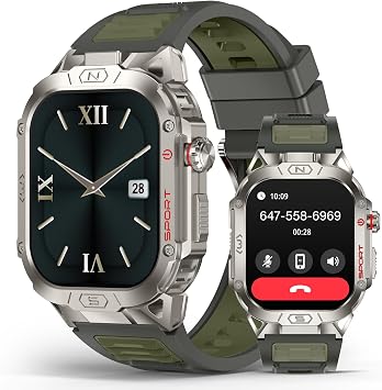 SOUYIE Smart Watch for Men with LED Flashlight, 2.02" HD Display Rugged Outdoor Sport Smartwatch with Compass/Altimeter/Barometer, Waterproof Fitness Tracker, Heart Rate Sleep Monitor for iOS Android