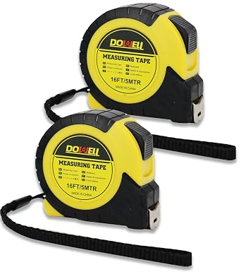 DOWELL 2Pack Measuring Tape 16ft Measurement Measure Tape Steel Blade Shock Absorbent Solid Rubber Case Accurate Easy Read Measurement Tapes for Construction Contractor Carpenter Architect Woodworking