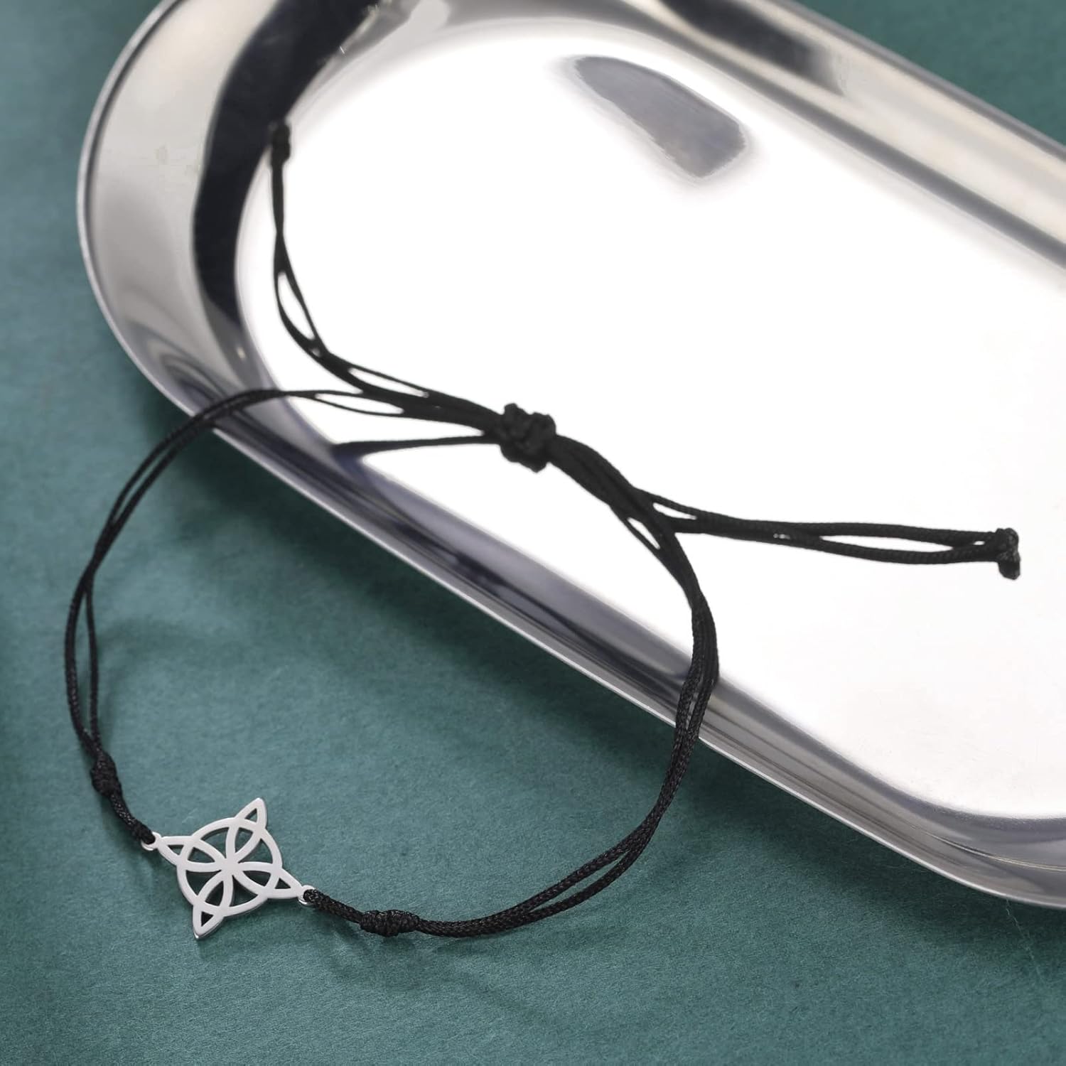 Dreamtimes Trendy Witch Knot Charm Bracelet Celtics Bracelet Geometric Women Female Stainless Steel Witchcraft Chain Bracelet Wiccan Jewelry for Women Vintage Om Yoga Bracelet - Image 4