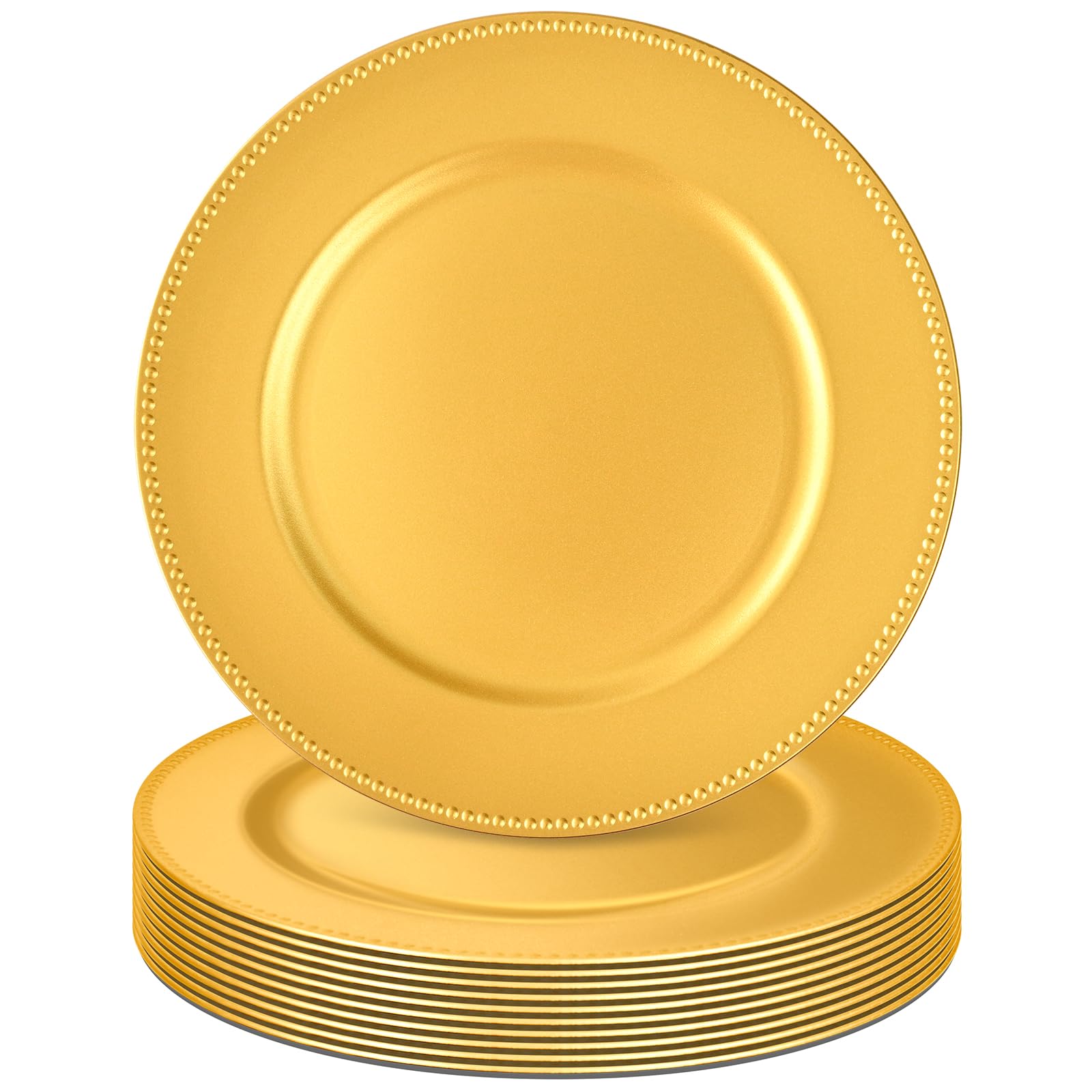 Tomeurperf 10Pcs Gold Charger Plates Bulk Wedding - 13" Premium Gold Chargers for Dinner Plates, Decorative Charger Plates for Events & Parties