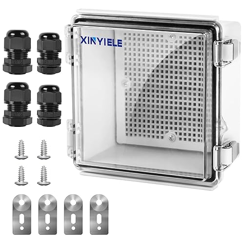 Miniatura 10 de Caja de conexiones de plástico ABS impermeable para proyectos al aire libre, IP67, resistente a la intemperie, a prueba de polvo con cubierta con