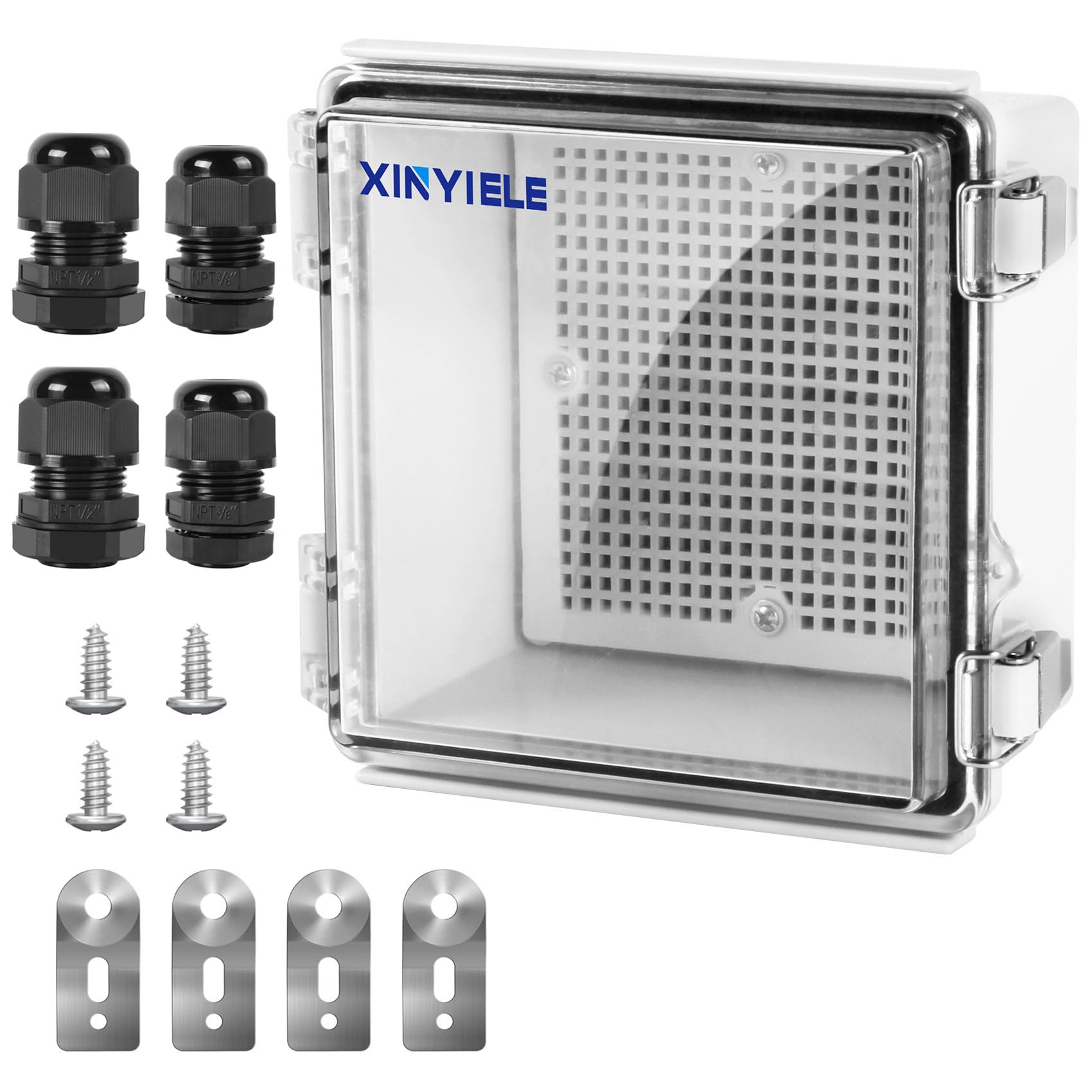 Waterproof Outdoor Project ABS Plastic Junction Box IP67 Weatherproof Dustproof Enclosure with Hinged Cover, Mounting Plate,Wall Brackets for Power Project (Clear, 5.9"x5.9"x3.5")-image-44
