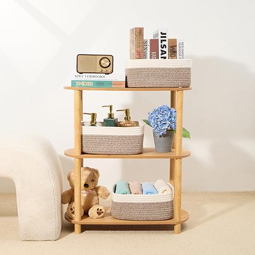 Vista 119 de Cestas de almacenamiento pequeñas para organizar Contenedores organizadores de armario Cesta de juguetes para estante Cestas de cuerda tejida