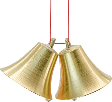 2 Pieces Vintage Style Brass Hanging Bell Cowbell Door Bell Polished Brass Bells Hanging Rope for DIY Elephant Dog Camel Bells Christmas Bells Garden Christmas Tree Decoration
