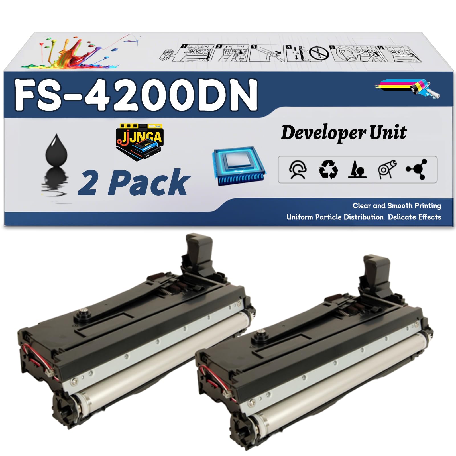 JJNGA FS-4200DN Developer Unit is Compatible for Kyocera ECOSYS M3860idn M3860idnf P3045dn P3050dn P3055dn P3060dn FS-2100DN FS-4100DN FS-4200DN Printers (2-Pack Black)