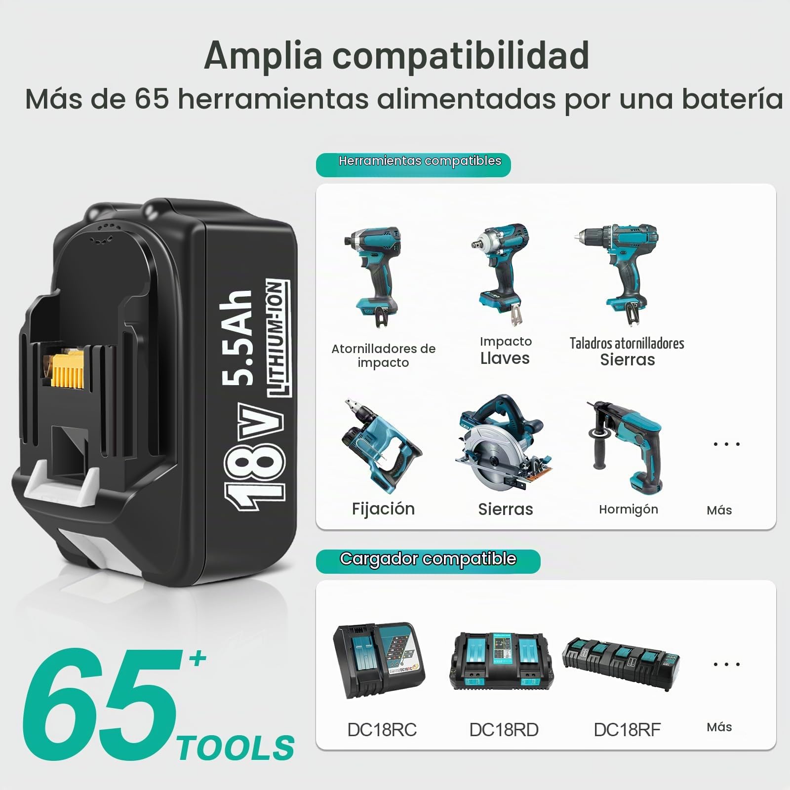 Juego de cargador DC18RF con batería de 18 V 5,0 Ah para Makita BL1860B BL1860 BL1850 BL1840 con indicador de carga LED